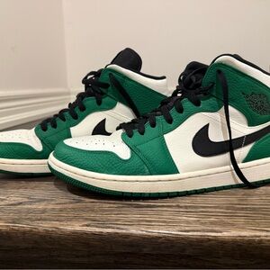Nike Air Jordan 1 Mid Green White Black